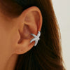 Metal Starfish Shell Cshaped Ear Clip And Flower Moon Earrings With Electroplating Star And Flower Pattern For Women