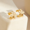 Metal Starfish Shell Cshaped Ear Clip And Flower Moon Earrings With Electroplating Star And Flower Pattern For Women