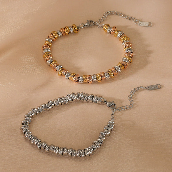Metal Style Threecolor Thick Chain Titanium Steel Women's Bracelet With Geometric Pattern And Electroplating Treatment