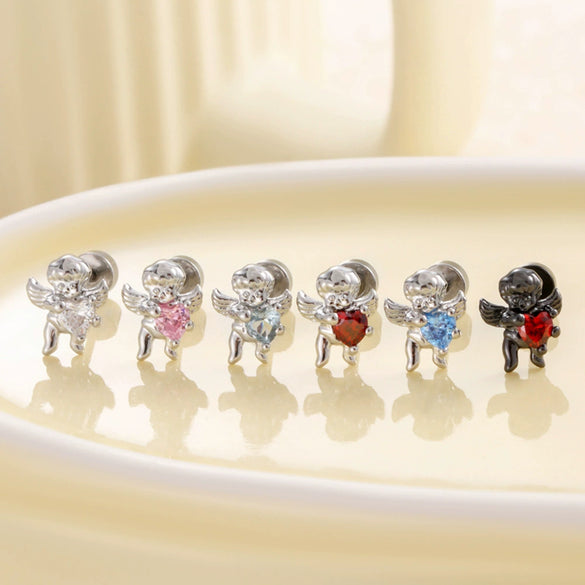 Metal Sweet Heart Shape Zircon Earrings For Women