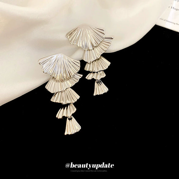 Metal Tassel Earrings Geometric High Sense Electroplating