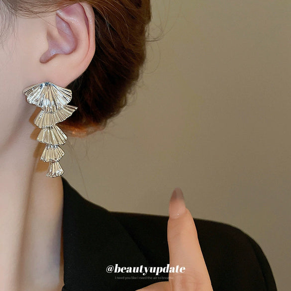 Metal Tassel Earrings Geometric High Sense Electroplating