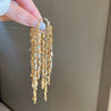Metal Tassel Earrings With Flower Pattern Electroplated In Silver Needle Style Fashion Light Luxury Cold Retro Allmatch Highend For Women