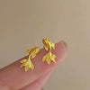 Metal Tassel Earrings With Flower Pattern Electroplated In Silver Needle Style Fashion Light Luxury Cold Retro Allmatch Highend For Women