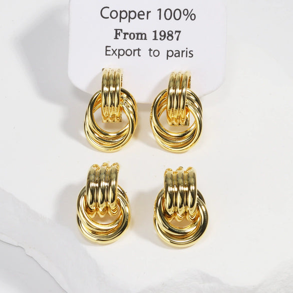 Metal Temperament Women's Tassel Earrings Jewelry Copper Geometric Ushape Electroplated