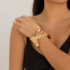 Metal Threedimensional Leaf Open Bracelet With Electroplating Design