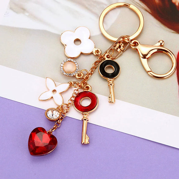 Metal Tulip Car Keychain And Bag Pendant For Female Cute Small Gift
