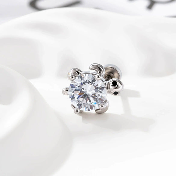 Metal Turtle Inlaid Zircon Cartilage Piercing For Women Fashion Design