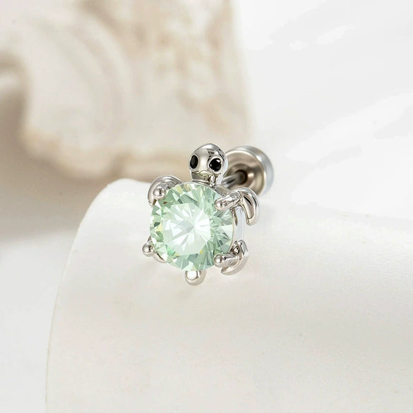 Metal Turtle Inlaid Zircon Cartilage Piercing For Women Fashion Design