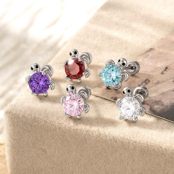 Metal Turtle Inlaid Zircon Cartilage Piercing For Women Fashion Design