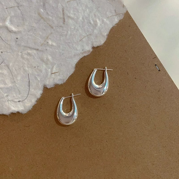 Metal Ushaped Women's Electroplated Earrings With Geometric Design