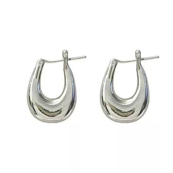 Metal Ushaped Women's Electroplated Earrings With Geometric Design