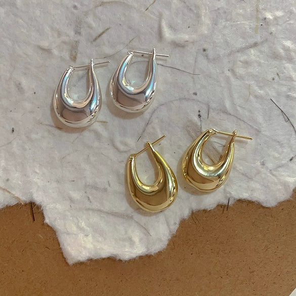 Metal Ushaped Women's Electroplated Earrings With Geometric Design