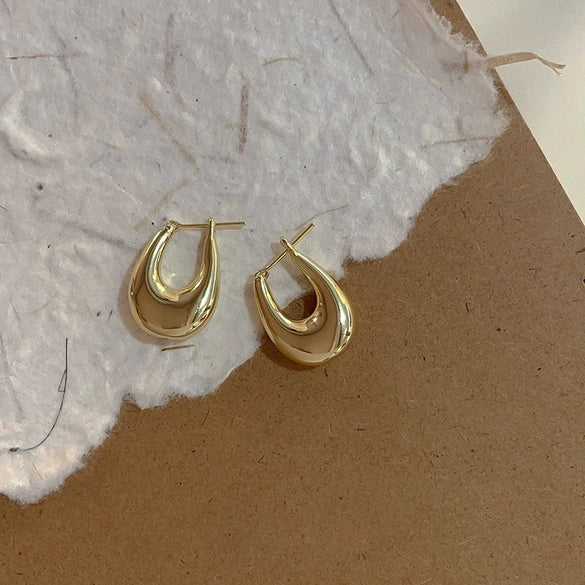 Metal Ushaped Women's Electroplated Earrings With Geometric Design