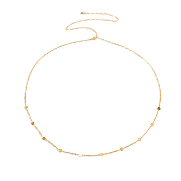 Metal Waist Chain Simple Hollow Sequin Punk Geometric Single Circle Stitching Men's Body Chain