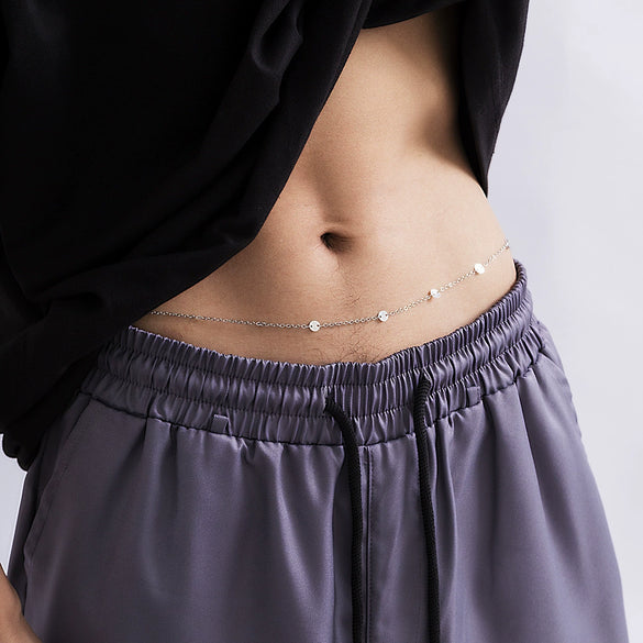 Metal Waist Chain Simple Hollow Sequin Punk Geometric Single Circle Stitching Men's Body Chain