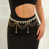Metal Waist Chain With Love Pearl Star Tassel And Butterfly Design For Female