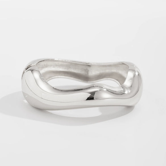 Metal Water Drop Hug Spring Geometric Irregular Smooth Open Electroplated Bracelet