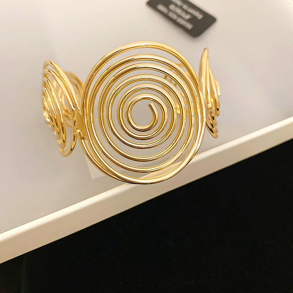 Metal Wave Bracelet With Geometric Design Electroplated For Wholesale High Sense Light Luxury Jewelry