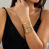 Metal Wide Open Geometric Line Rhinestone Punk Bracelet For Women With Electroplating