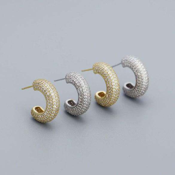 Metal Wind Earrings 925 Silver Geometric Electroplated Ear Jewelry For Women
