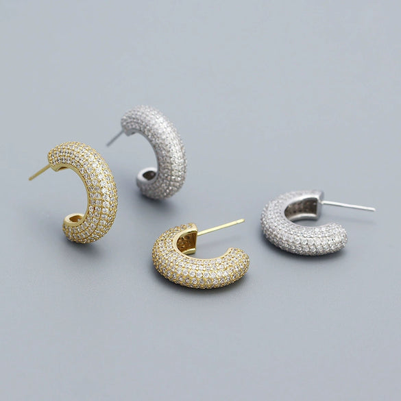 Metal Wind Earrings 925 Silver Geometric Electroplated Ear Jewelry For Women