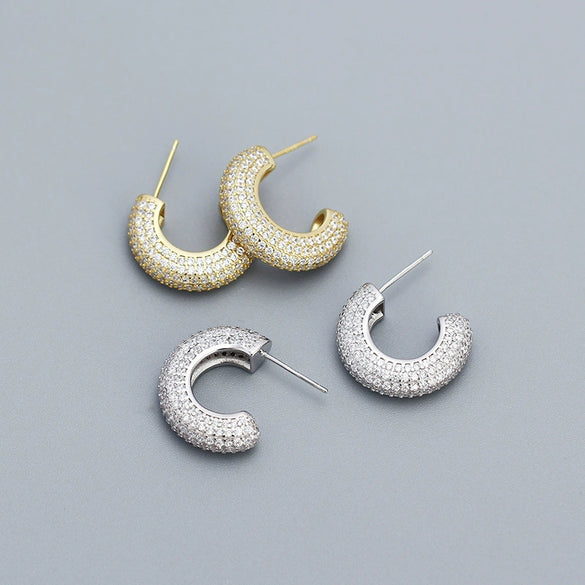 Metal Wind Earrings 925 Silver Geometric Electroplated Ear Jewelry For Women