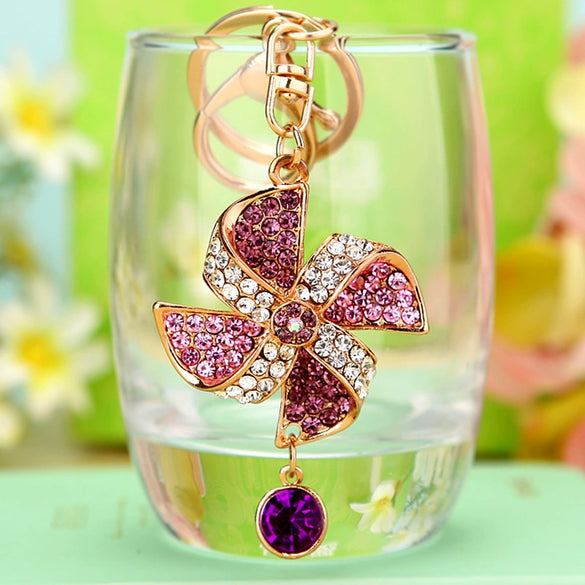 Metal Windmill Car Keychain For Women's Bags Creative Lucky Pendant