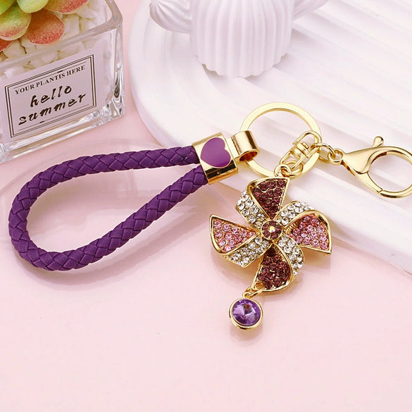 Metal Windmill Car Keychain For Women's Bags Creative Lucky Pendant