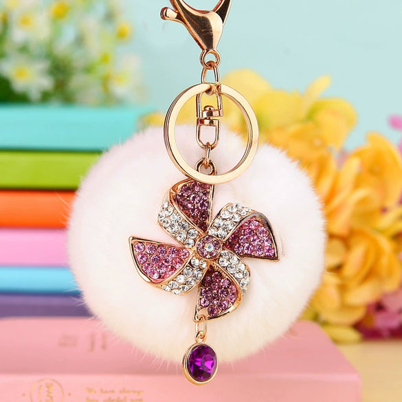 Metal Windmill Car Keychain For Women's Bags Creative Lucky Pendant