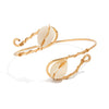 Metal Wire Winding Open Arm Bracelet With Shell Element Electroplated Personality Style