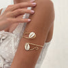Metal Wire Winding Open Arm Bracelet With Shell Element Electroplated Personality Style