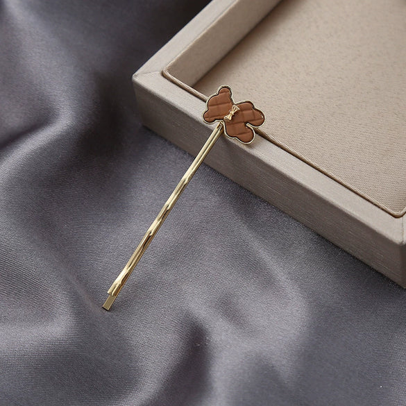 Metal Women's Bear Cartoon Style Goldinlaid Paint Hairpin Clip