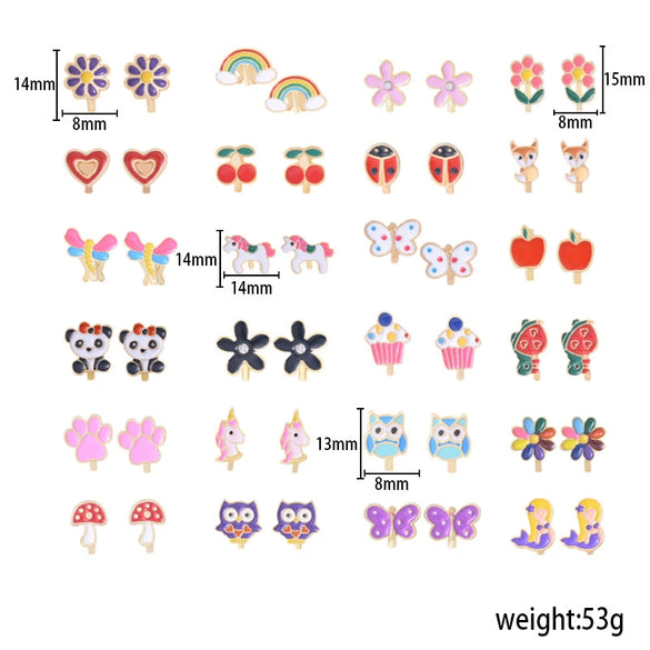 Metal Women's Ear Clip Set With Flowers Love Design And Dripping Oil Process Featuring Daisy Butterfly And Other Patterns