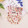 Metal Women's Ear Clip Set With Flowers Love Design And Dripping Oil Process Featuring Daisy Butterfly And Other Patterns