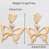 Metal Women's Earrings With Butterfly And Dragonfly Design Stainless Steel Animal Pattern Electroplating