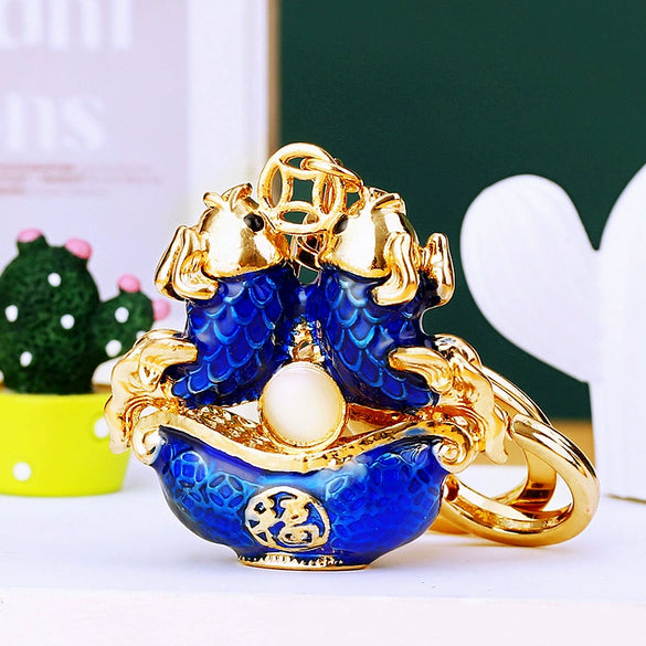 Metal Yuanbao Style Keychain Ornament For Women's Bag And Car Key