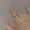 Metal Zircon Bow Open Ring Real Gold Electroplated Women's Hand Jewelry