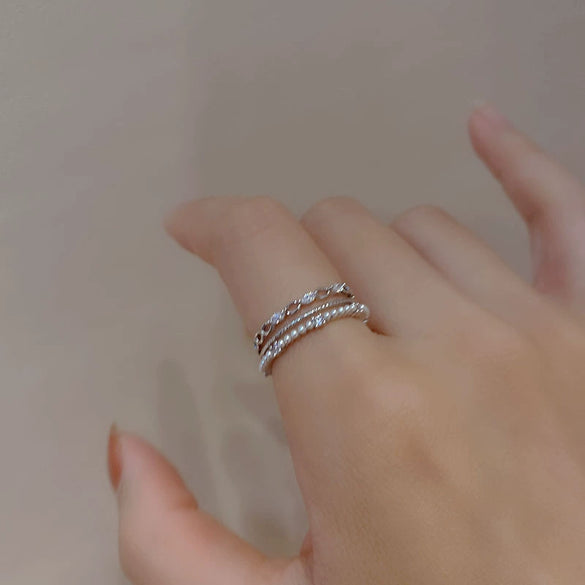 Metal Zircon Bow Open Ring Real Gold Electroplated Women's Hand Jewelry