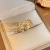Metal Zircon Bow Open Ring Real Gold Electroplated Women's Hand Jewelry