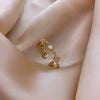 Metal Zircon Bow Open Ring Real Gold Electroplated Women's Hand Jewelry