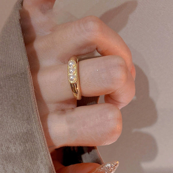 Metal Zircon Bow Open Ring Real Gold Electroplated Women's Hand Jewelry