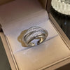 Metal Zircon Bow Open Ring Real Gold Electroplated Women's Hand Jewelry