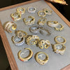 Metal Zircon Bow Open Ring Real Gold Electroplated Women's Hand Jewelry