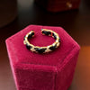 Metal Zircon Bow Open Ring Real Gold Electroplated Women's Hand Jewelry