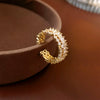 Metal Zircon Bow Open Ring Real Gold Electroplated Women's Hand Jewelry