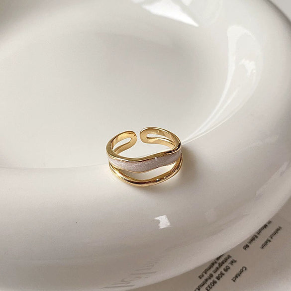 Metal Zircon Bow Open Ring Real Gold Electroplated Women's Hand Jewelry