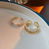 Metal Zircon Bow Open Ring Real Gold Electroplated Women's Hand Jewelry