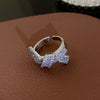 Metal Zircon Bow Open Ring Real Gold Electroplated Women's Hand Jewelry