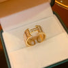 Metal Zircon Bow Open Ring Real Gold Electroplated Women's Hand Jewelry